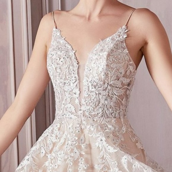 NEW WEDDING CHAMPAGNE BRIDAL A-LINE FORMAL EVENING LONG MAXI BALL GOWN cm320 - Picture 6 of 7